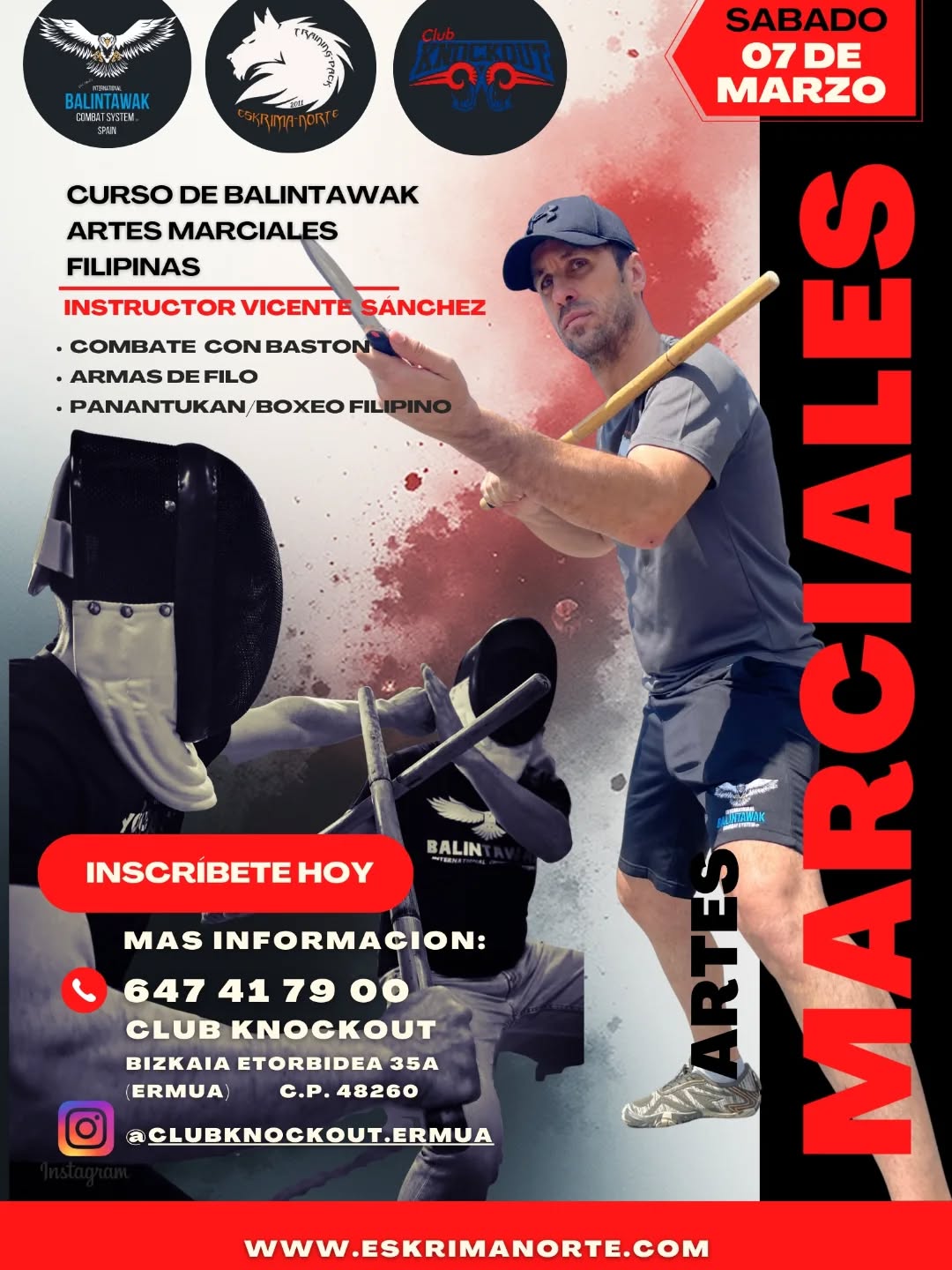 Curso de balintawak combat sistem en Ermua - combate con bastón, armas de filo y panantukan